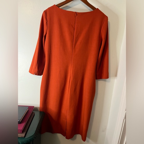 M.M Lafleur Etsuko Pencil Dress in Blood Orange Sz 8 No Belt - Picture 9 of 9
